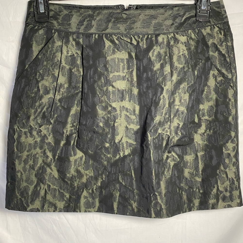 Olive green leopard print Gap mini skirt